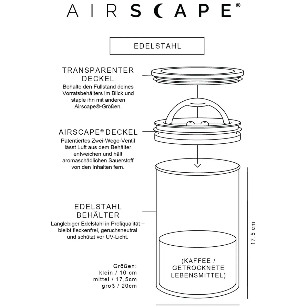 Airscape Kaffeedose 500 g 18 cm weiß