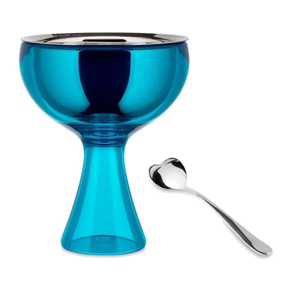Alessi Eisbecher mit Löffel blau Big Love