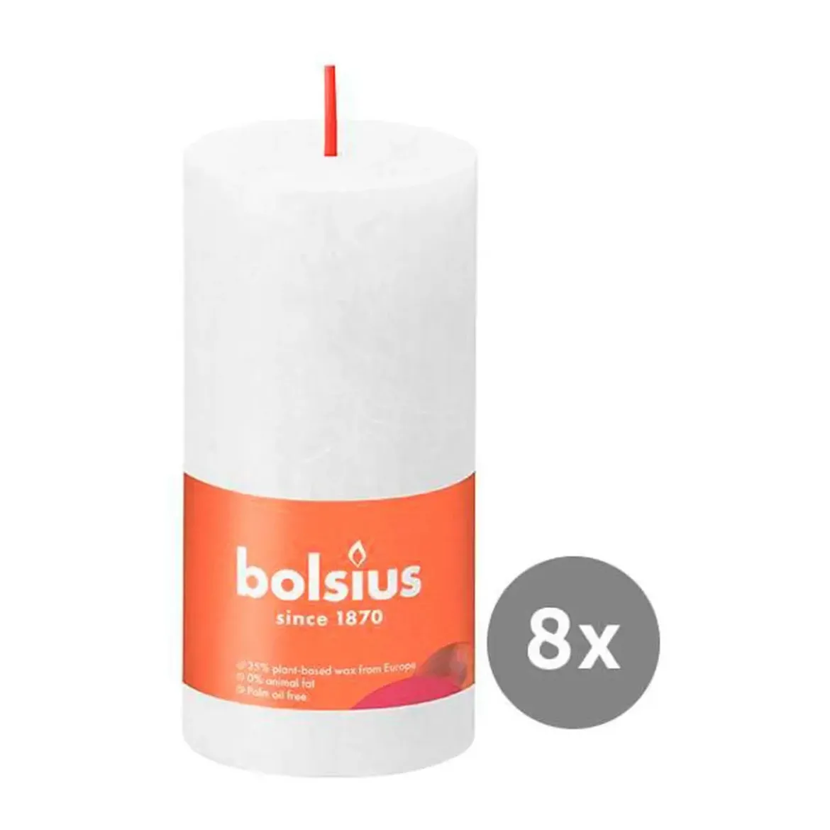 Bolsius 8er Pack Stumpenkerze 100/50 Rustik Shine wolkiges weiß 02