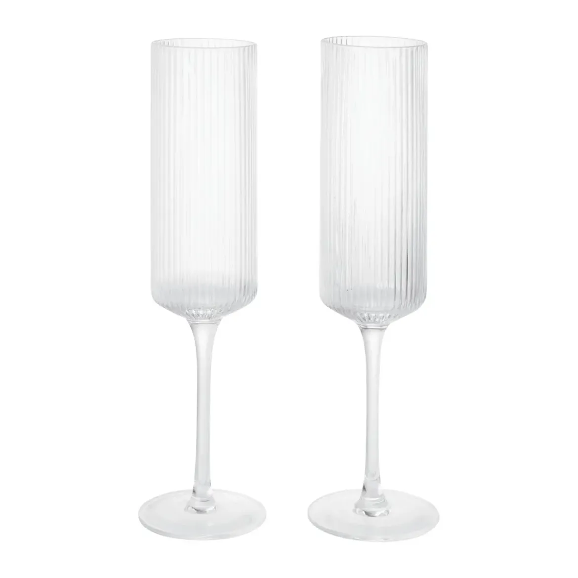 ferm LIVING Champagnerflöte 2er-Set Ripple klar
