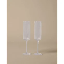 ferm LIVING Champagnerflöte 2er-Set Ripple klar