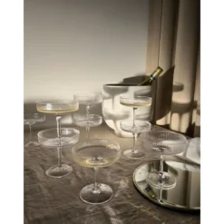 ferm LIVING Champagnerschale 2er-Set Ripple klar