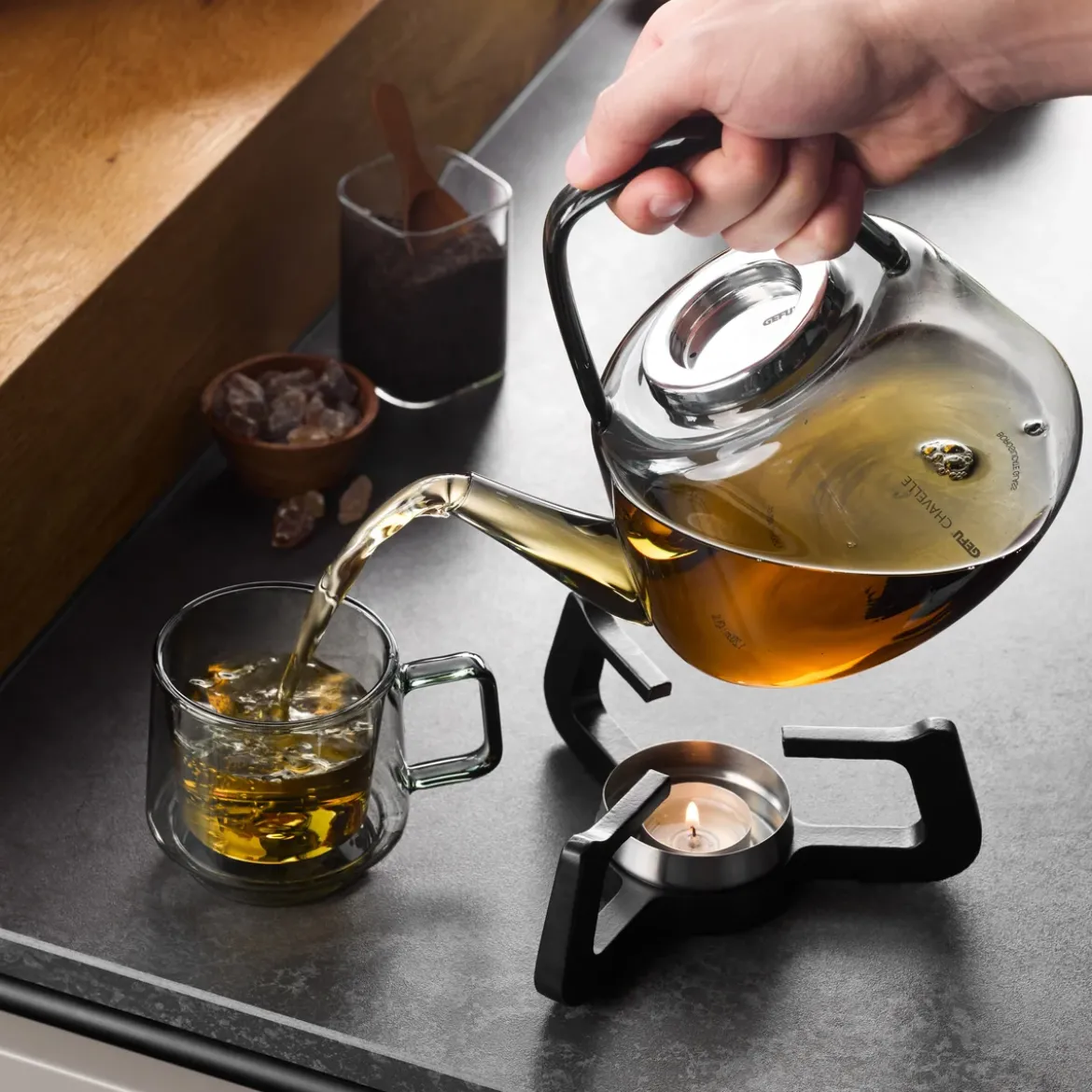 Gefu Chavelle Teekanne mit Stövchen 1,2 l