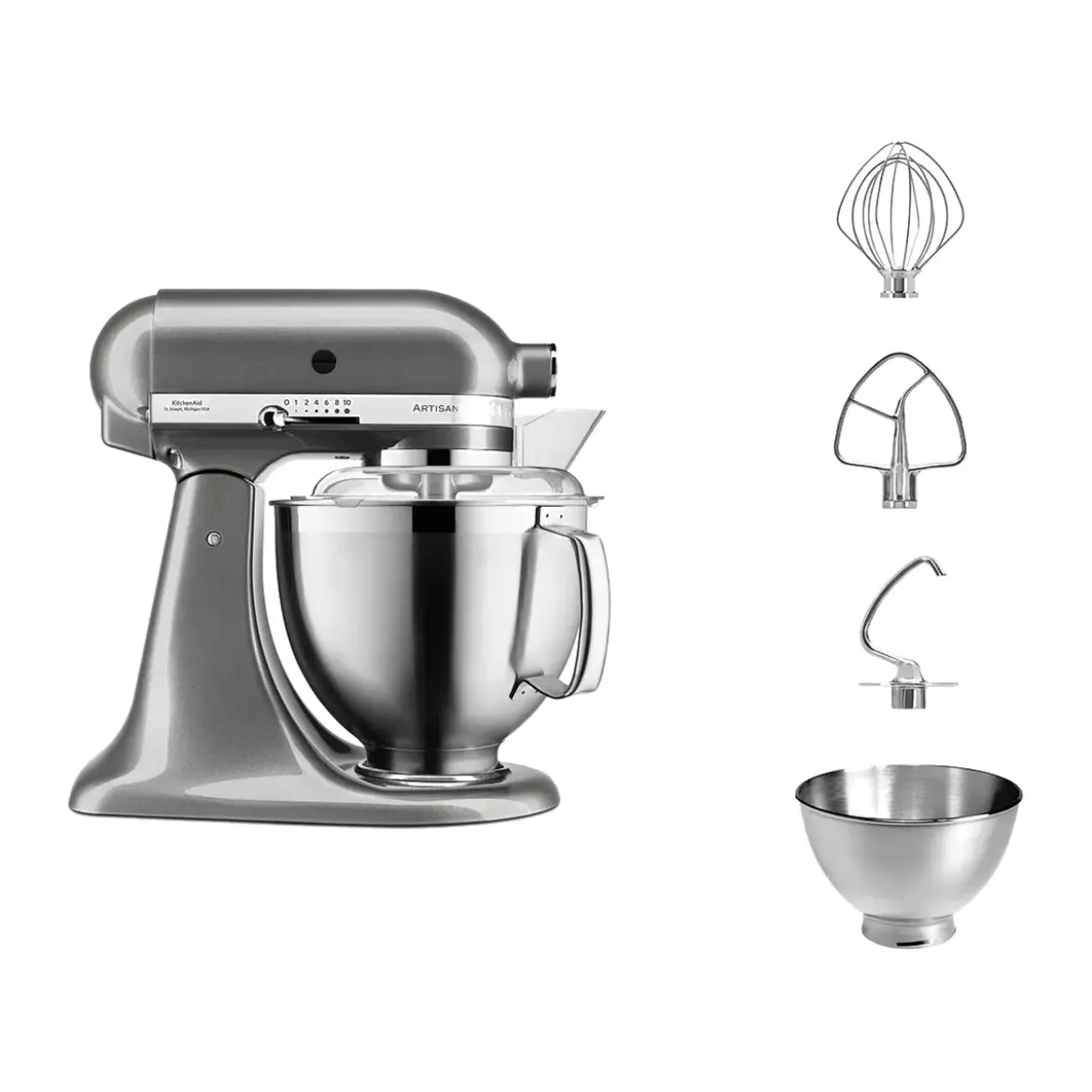 KitchenAid Küchenmaschine 4,8 l 300 W Artisan Premium Medaillon Silber