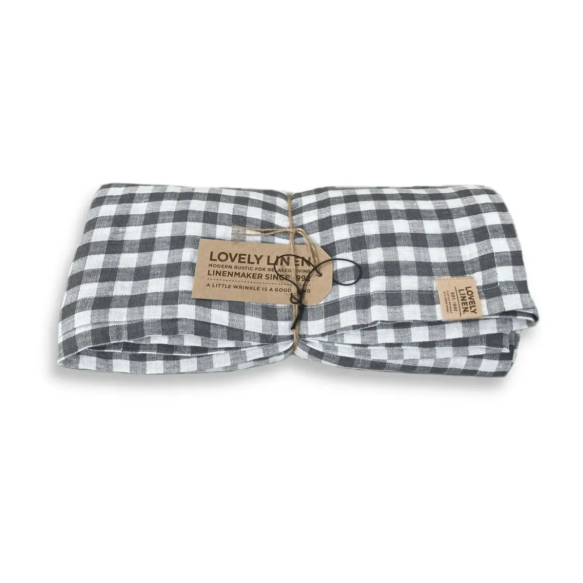 Lovely Linen Tischdecke 145x250 cm Misty Square Off-White/Graphite