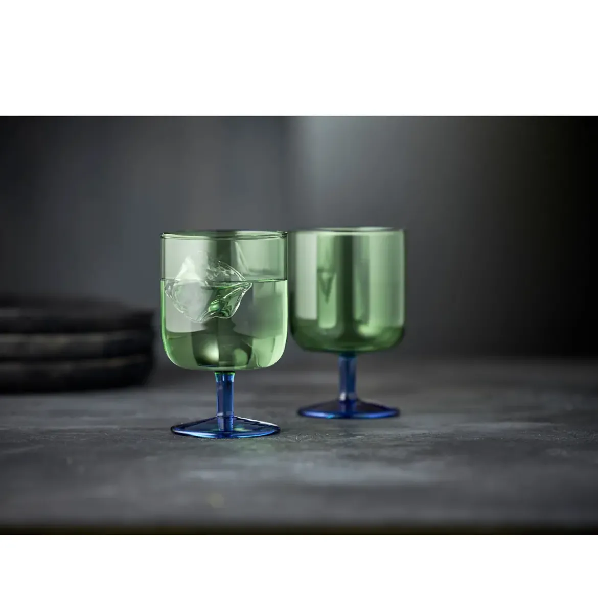 Lyngby Glas Weinglas 2er-Set Torino grün/blau