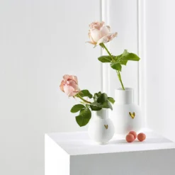 Räder Mini-Kugelvase Herz Gold 9 cm Lovely weiß