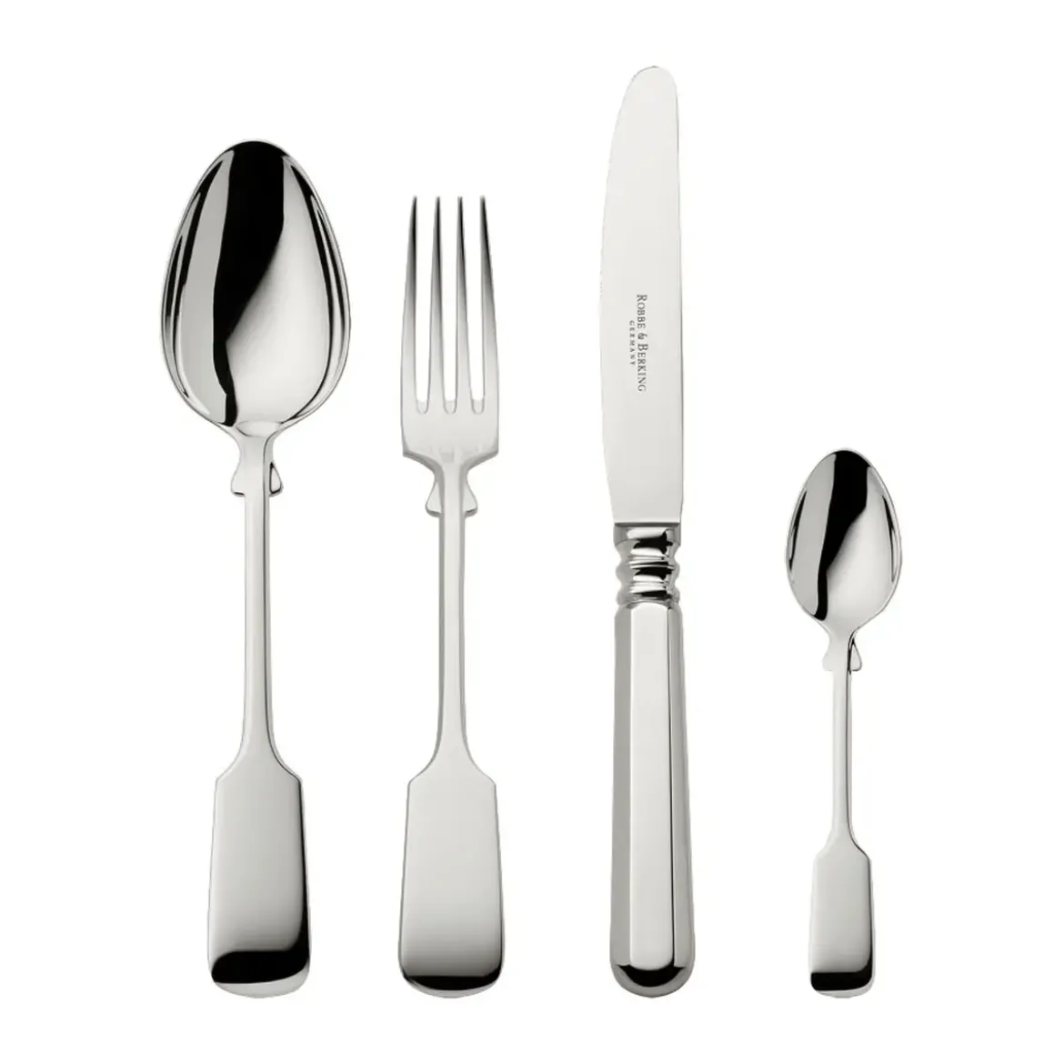 Robbe & Berking Menübesteck-Set 4-tlg. Alt-Spaten 925 Sterlingsilber