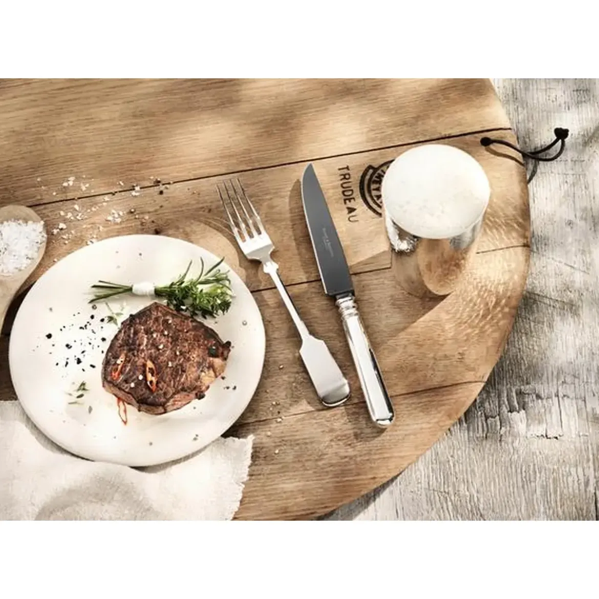 Robbe & Berking Steakmesser Frozen Black Alt Spaten 150 g versilbert