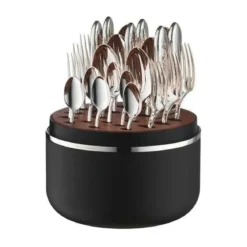 Robbe & Berking The Box - Martele 150 g versilbert inkl. 24-tlg Besteckset Frozen Black