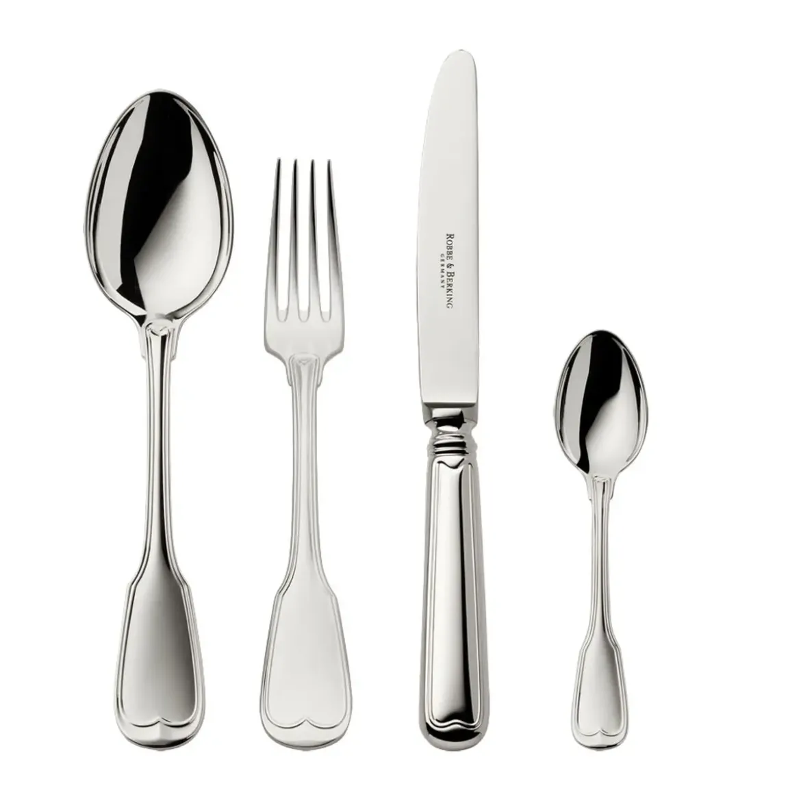 Robbe & Berking 4 tlg. Garnitur Alt Faden 150 g versilbert