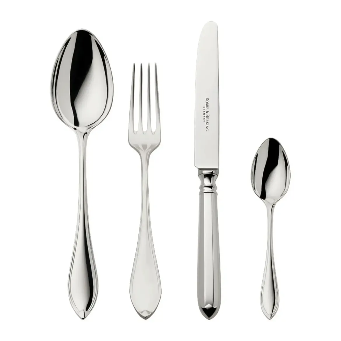 Robbe & Berking 4 tlg. Garnitur Navette 150 g versilbert