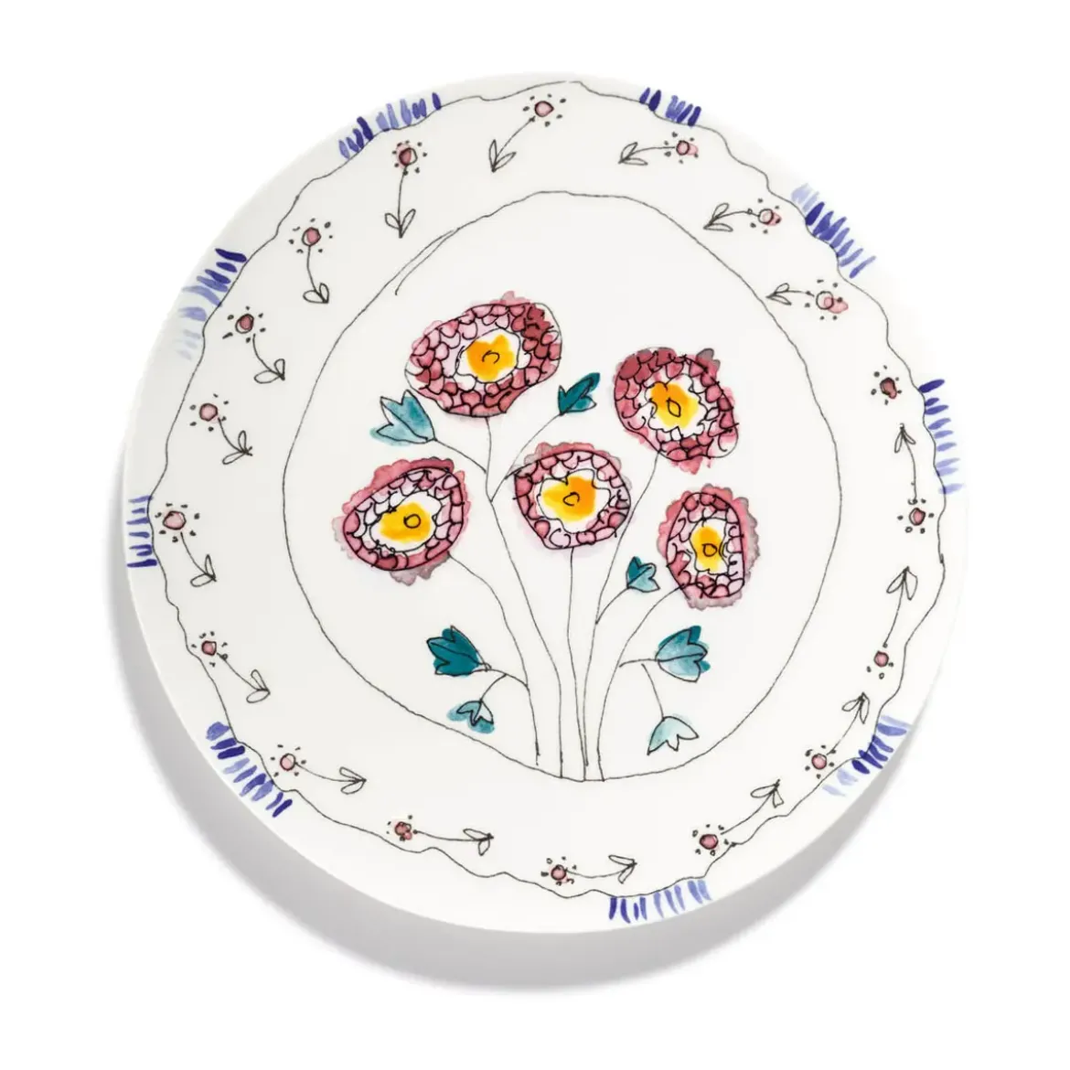 Serax Servierplatte 31 cm Midnight Flowers Anemone Milk Mauve