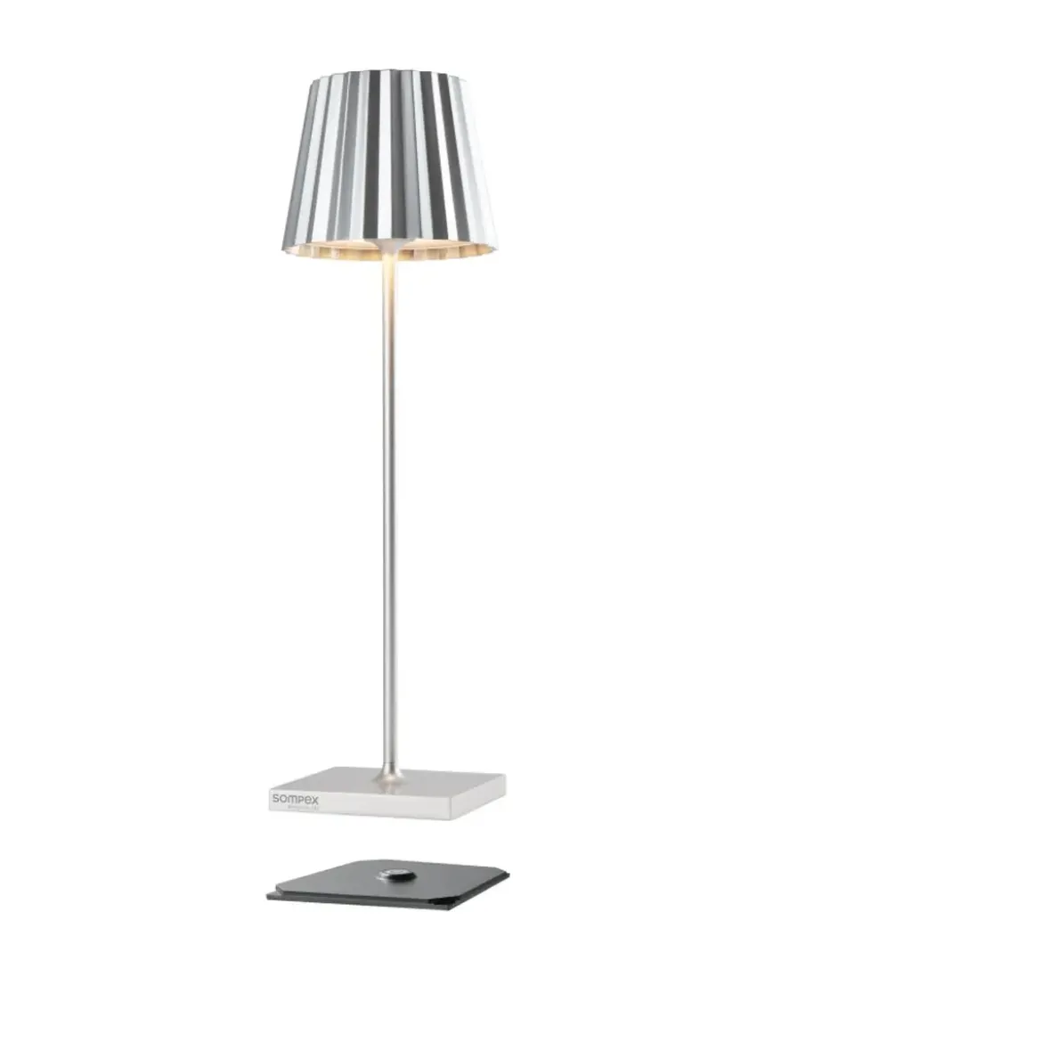 Sompex Akku-Tischleuchte 38 cm 2,4 W Troll 2.0 silber