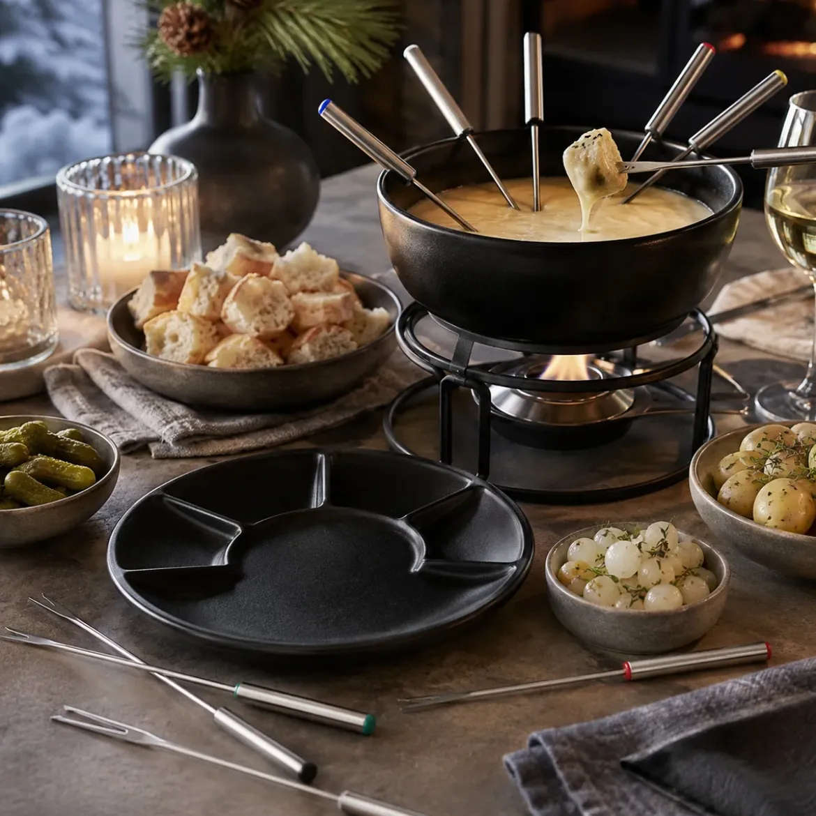 Spring Fondue-Teller 23 cm schwarz